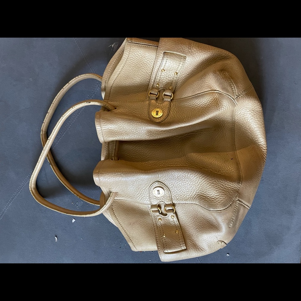 Cole Haan gold leather shoulder bag